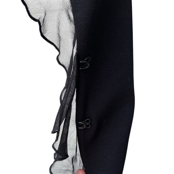 Y2K Cache Vest NWT Sz 6 Black Silk Ruffle V Neck Whimsigoth Dark Romantic 90s - Picture 5 of 11